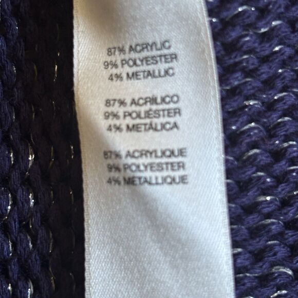 Chicos Womens Sweater Size 1 Blue Striped Sequins Pullover Ethereal Fairy Goth - Picture 11 of 12